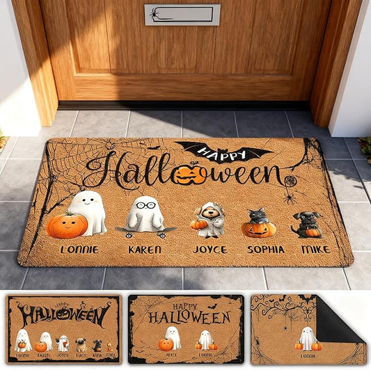 Custom Halloween Name Door Mat for Family, Personalized Halloween Decor Indoor, Custom Doormat, Halloween Decor Gifts Customized Non-Slip Indoor Doormat