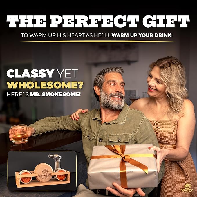 Cocktail Smoker Kit | Whiskey Smoker Kit | Bourbon Smkoer kit | Old Fashioned Smoker Kit for Men with Stand, Torch & Wood Chips | Whiskey Gift for Men (No Butane Incl.)