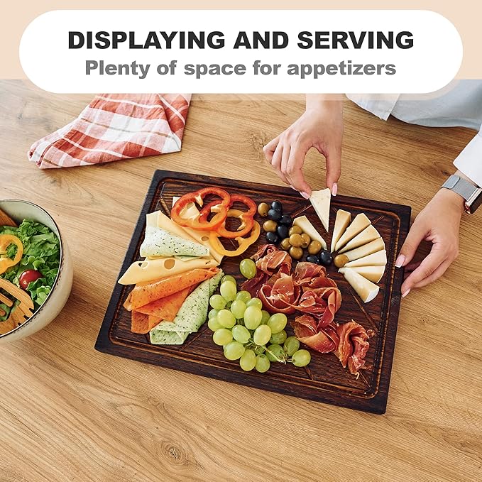 Wooden Steak Board Solid Oak Serving Barbecue Platter Natural Thick Cutting Plate Durable & Quality (X-Large)