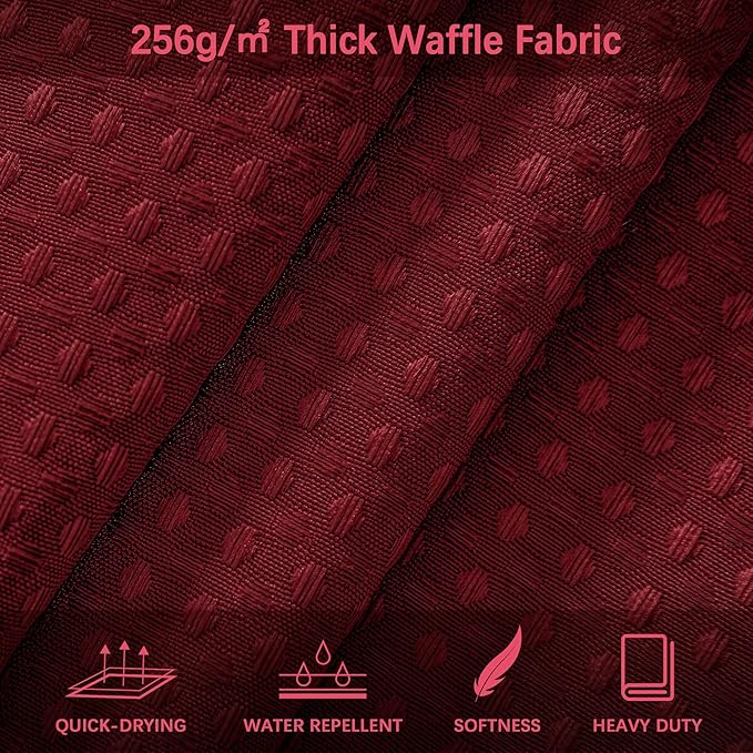 Extra Long Shower Curtain - 84 Inch Waffle Weave Weighted Thick Cloth Bathroom Shower Curtain, Wine Heavy Duty Hotel Bath Curtain Set with 12 Metal Hooks, 72x84 Burgundy