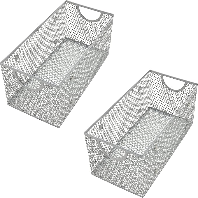 YBM Home Wire Mesh Storage Basket Organizer for CD and DVDs - 2 Pack