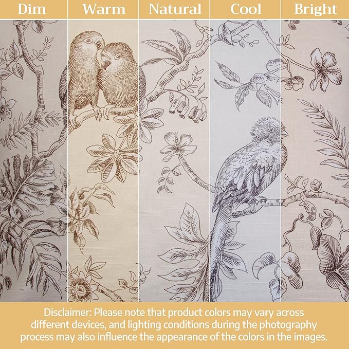 Maison d' Hermine Curtains for living room 100% Cotton 108 inch length One Panel Light Filtering Toile Curtains for Bedroom Windows with rod and loop Pockets Drapes (Jouy Paradise Beige, 50"W x 108"L)