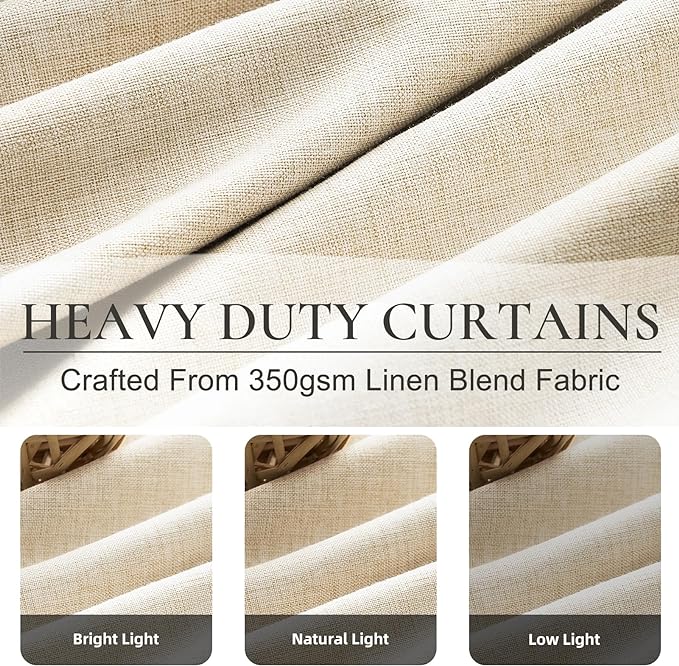 100% Blackout Pinch Pleated Curtains 120 Inches Long,Extra Long Large 10 ft Length Linen Textured Thermal Insulated Curtains & Drapes for Living/Bedroom 118 Inch Window W40 xL120 x2Panels