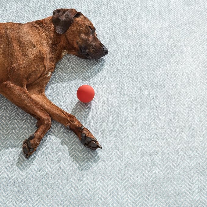 Dash & Albert Herringbone Navy Machine Washable Rug, 8.5 X 11.5 Feet, Blue Geometric Pattern