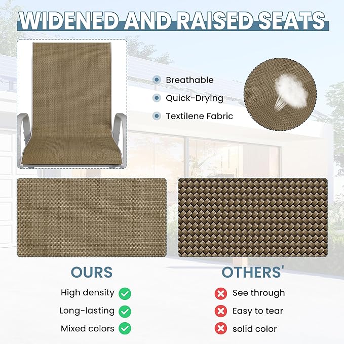 Amopatio Patio Chairs Set of 6, Stackable Dining Chairs for All Weather, Silver Outdoor Chairs Garden Outdoor Furniture for Backyard Deck, Brown