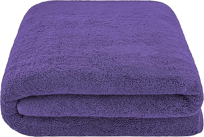 American Soft Linen Oversized Bath Sheet 40x80 Extra Large for Bathroom, 600 GSM 100% Cotton Turkish Jumbo Bathsheet Towels for Adults, Purple Bath Sheet