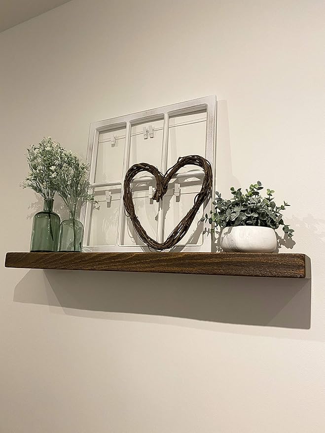 joelsantiques - 54 Inch Wooden Floating Shelves for Wall - 54x6x2 in - Made of Natural Wood - Long Heavy Duty Rustic Wall Shelves for Bedroom - Perfect for Living Room, Kitchen - Medium Brown