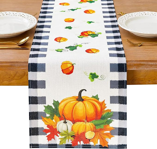 YATOJUZI Pumpkin Table Runner - Fall Autumn Seasonal Table Runners Home Kitchen Dining Table Decorations Decor for Thanksgiving Day Party - 13x72 Inch