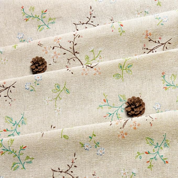 Floral Curtains Farmhouse Curtains for Living Room 96 Inch Length Linen Floral Patterned Curtain Rod Pocket Bedroom Drapes with Tassel, 2 Panels