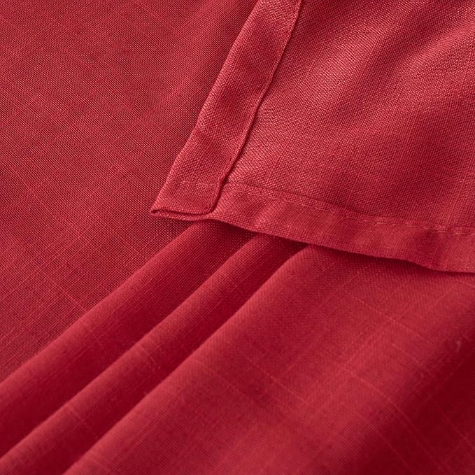 BGment Red Linen Curtains 84 Inch Length 2 Panels Set for Living Room, Window Drapes Lightweight Semi Sheer Textured for Farmhouse Bedroom Party Christmas Party Decor Rod Pocket, Each 42 Inch Wide