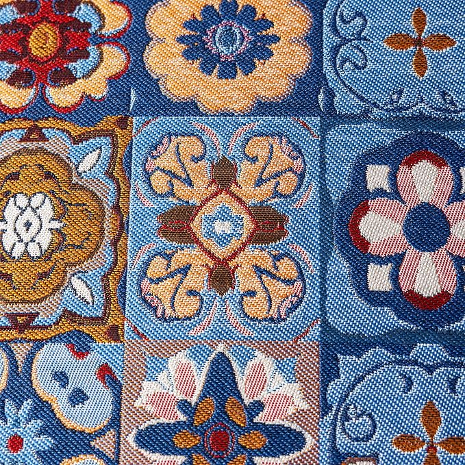 13×72 Inch Table Runner, Retro-Luxury Tassels Series for Kitchen Dining Table Holiday Decoration (Ethnic Blue)