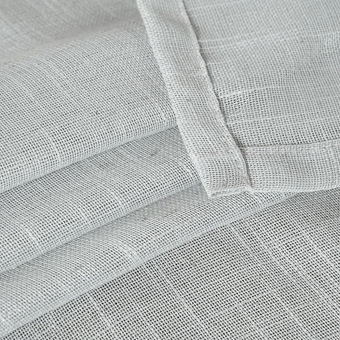 YoungsTex Light Grey Linen Curtains 72 Inch Length for Living Room, Semi Sheer Window Drapes Textured Light Filtering with Rod Pocket Back Tab for Bedroom, 2 Panels, 52 X 72 Inch