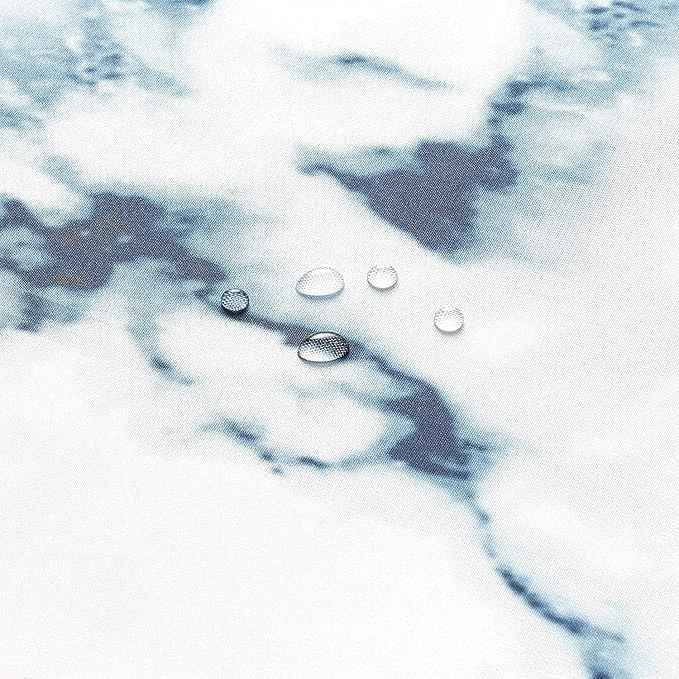 YOSTEV Marble Bathroom Shower Curtain,Blue and White Fabric Shower Curtain with Hooks,Unique 3D Printing,Decorative Bathroom Accessories,Water Proof,Reinforced Metal Grommets,Standard 72x72 Inches