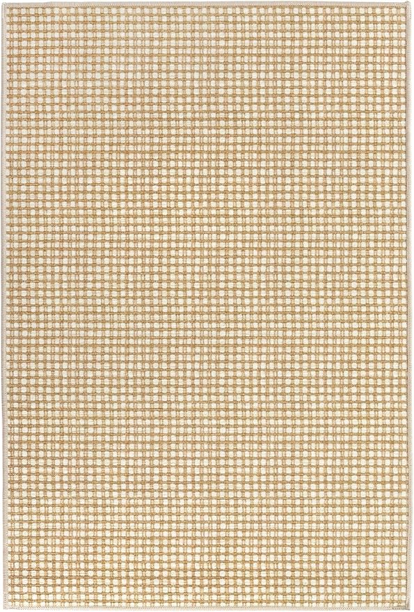 Dash & Albert Hartley Natural Machine Washable Rug, 6 X 9 Feet, Natural Plaid Pattern