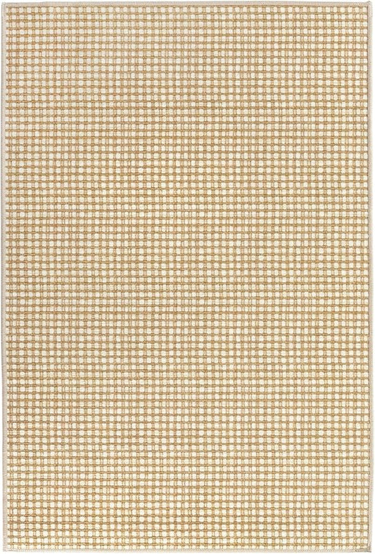 Dash & Albert Hartley Natural Machine Washable Rug, 6 X 9 Feet, Natural Plaid Pattern