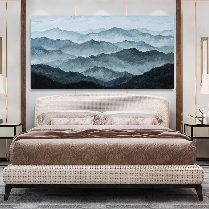 Abstract Wall Decor Modern Canvas Wall Art Large Abstract Wall Art for Living Room Grey Green Mountain Modern Home Artwork Prints Canvas Wall Decorations on Bedroom Ready to Hang Size 29"X58"