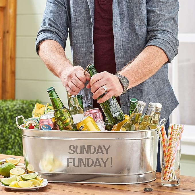 Let's Make Memories Personalized Any Message Beverage Tub w/Stand - Custom Beverage Tub - Unique Entertaining Essential - 5.5 Gallons