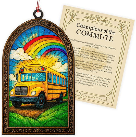 Bus Driver Gifts, Bus Driver Appreciation Gifts, School Bus Ornament, Retirement Gift for School Bus, Christmas Ornament 2025, Suncatcher Effect Stained Glass Window Hanging