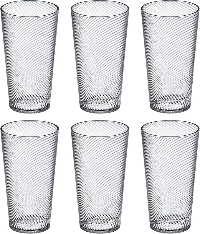 Amazing Abby - Breeze - 30-Ounce Plastic Tumblers (Set of 6), Drinking Glasses, All-Clear Reusable Cups, Stackable, BPA-Free, Shatter-Proof, Dishwasher-Safe