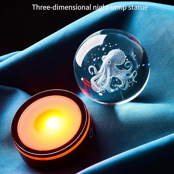 3D Crystal Ball Statue, Female Ocean Glass Ball Gift, Suitable for Female and Male Friends, Graduates, Friends, Colleagues, Marine Life Enthusiasts, Paper Souvenirs for Home Decoration
