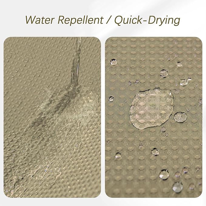 Extra Long Shower Curtains 96 inch Taupe Waffle Shower Curtain for Bathroom, Heavy Duty 256GSM Modern Shower Curtain, Machine Washable,Water Resistant with 12 Metal Hooks, 72Wx96H