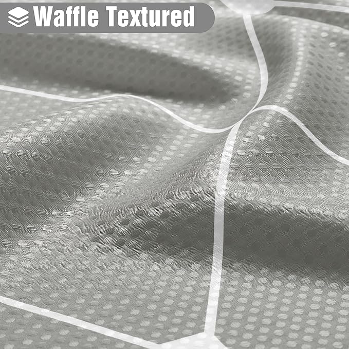 Grey and White Shower Curtain Sets for Bathroom, Modern Cool Ombre Geometric Waffle Cloth Fabric Polyester Shower Curtain Liner for Mens, Durable and Machine Washable, 72 x 72 Inches