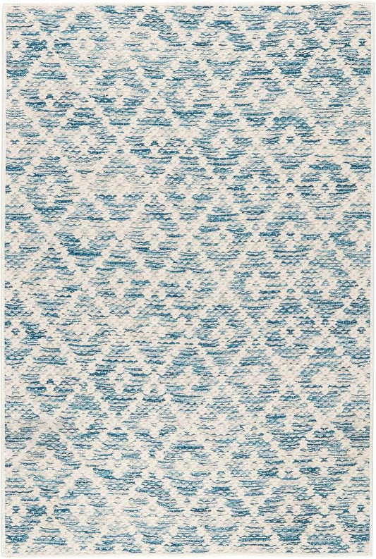 Dash and Albert Melange Diamond Machine Washable Area Rug - 2' x 3' Blue - Diamond Accent Rug - Anti-Slip Backing, Lightweight, Machine Washable, High Traffic Areas Kitchen, Mudroom, Laundry Room