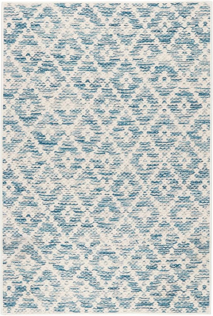 Dash and Albert Melange Diamond Machine Washable Area Rug - 5' x 8' Blue - Diamond Accent Rug - Anti-Slip Backing, Lightweight, Machine Washable, High Traffic Areas Kitchen, Mudroom, Laundry Room