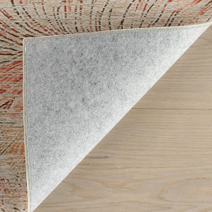 Dash & Albert Zell Multi Machine Washable Rug, 6 X 9 Feet, Multicolored/Tan Floral Pattern