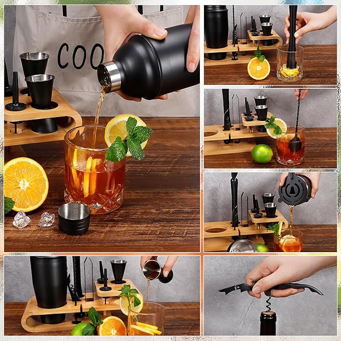 Cocktail Shaker Set - 12-Piece Complete Bartender Kit for Home Bar and Cocktail Making - Includes Cocktail Shaker, Bar Tools, and Barware Tool Sets