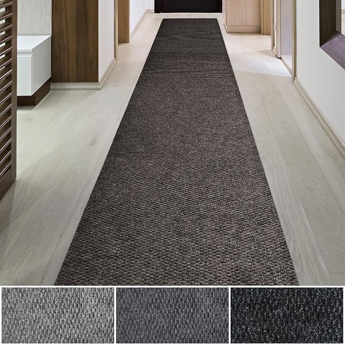 iCustomRug Hallway Runner Rug – 3x18ft Brown, Indoor/Outdoor, Non-Slip Rubber Backing, Low-Profile All-Weather Carpet, Non-Shedding & Easy Care, Entryway Mat Ideal for High Traffic Areas