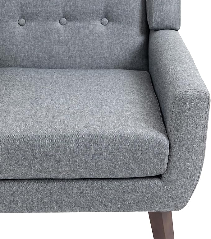 UIXE Accent Chair Modern Arm Chairs, Mid Century Upholstered Club Armchair, Comfy Single Lounge Sofa Living Room Button Tufted Armrest Reading Seat Bedroom Side Sitting for Home Office, Gray