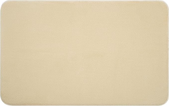 American Soft Linen 21x32 Fluffy Foamed Slip Reducer Bath Rug, Machine Washable Area Bath Mat Rugs for Bathroom, Beige