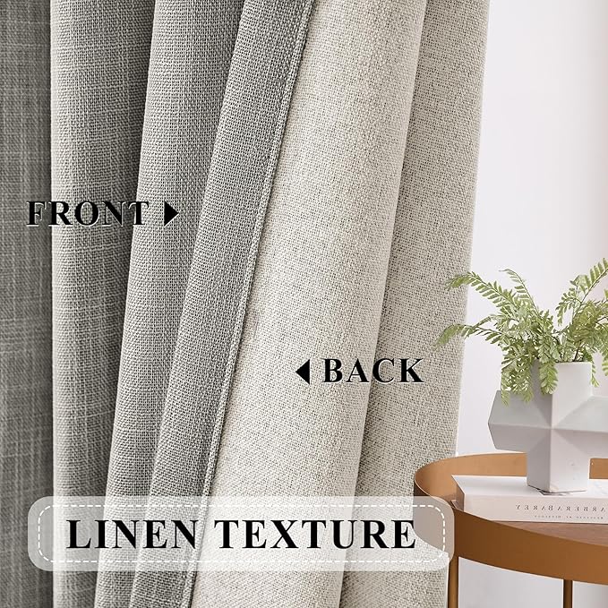 Macochico Blackout Curtains Thick Linen Texture Pinch Pleated Drapes for Living Room Bedroom Windows Nursery Modern Farmhosue Curtains Elephant Grey Blackout Panels with Tieback 84" Wx84 L 1 Panel