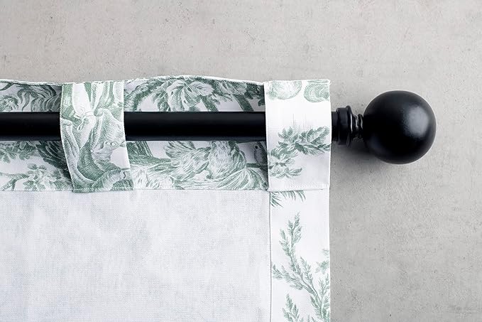 Maison d' Hermine Curtains for Living Room 100% Cotton 84 inch Length One Panel Light Filtering Toile Curtains with Rod and Loop Pockets (The Miller Antique Green (White Background), 50" W x 84" L)