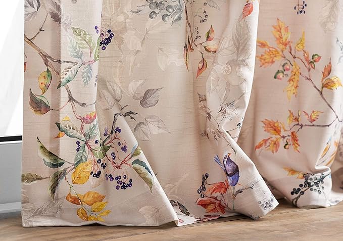 Maison d' Hermine Curtains for Living Room 100% Cotton 108 inch Length One Panel Light Filtering Curtains for Bedroom Windows with Rod and Loop Pockets Drapes (Equinoxe Multicolor, 50" W x 108" L)