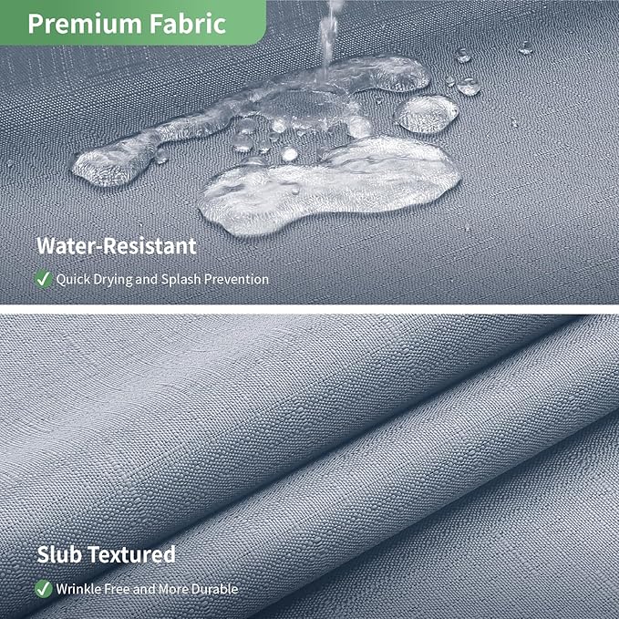 Blue No Hook Shower Curtain with Snap-in Fabric Liner Set,Slub Textured Fabric Shower Curtains for Bathroom,Hotel Style Modern Shower Curtain,Water Repellent & Washable,71x74(72)