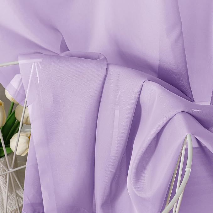 Aiyufeng Light Purple Sheer Curtain Panels Pair Sold 84 Inch Length, Light Filtering Window Curtain Drapes Treatment for Kitchen, Bedroom/Children Room, Voile Top Dual Rod Pocket, 40x84", Pack of 2