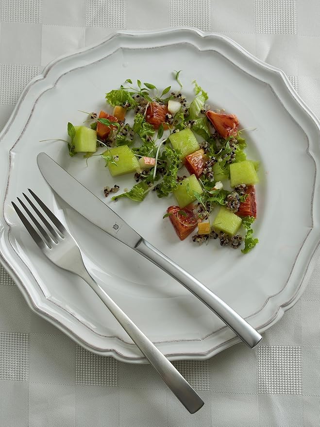 Matte Silverware Set, 18/10 Stainless Steel Satin Flatware, Modern Brushed Finish Cutlery, Dishwasher Safe & Durable, Built to Last (60-Piece, Sleek)