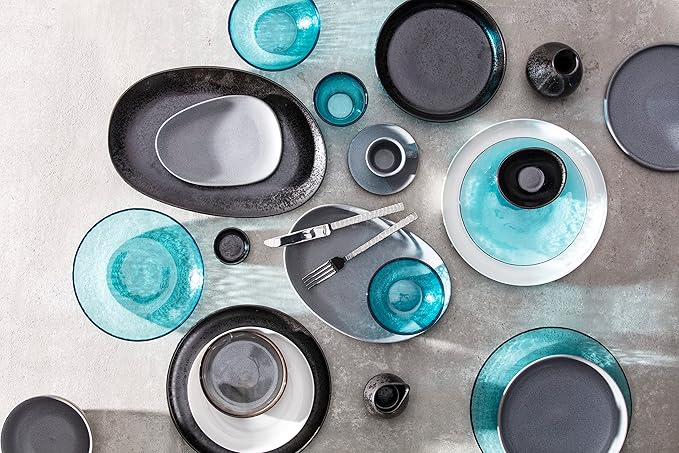 Fortessa Los Cabos Glass Drinkware Collection, 10 Ounce Tumbler (Set of 4), Lagoon Blue