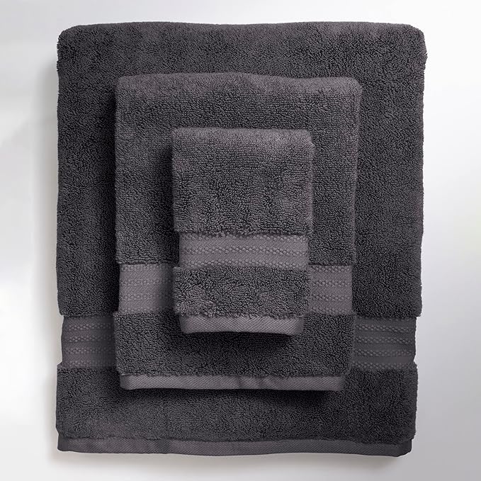 100% Organic Cotton Bath Towel Set | Bathroom Luxury Towel Set of 6 | GOTS Certified | Hotel Premium Towels | 700 GSM | 2 Bath Towels 30 x 56|2 Hand Towels 16 x 30|2 Wash Cloths 13 x 13|Charcoal Black