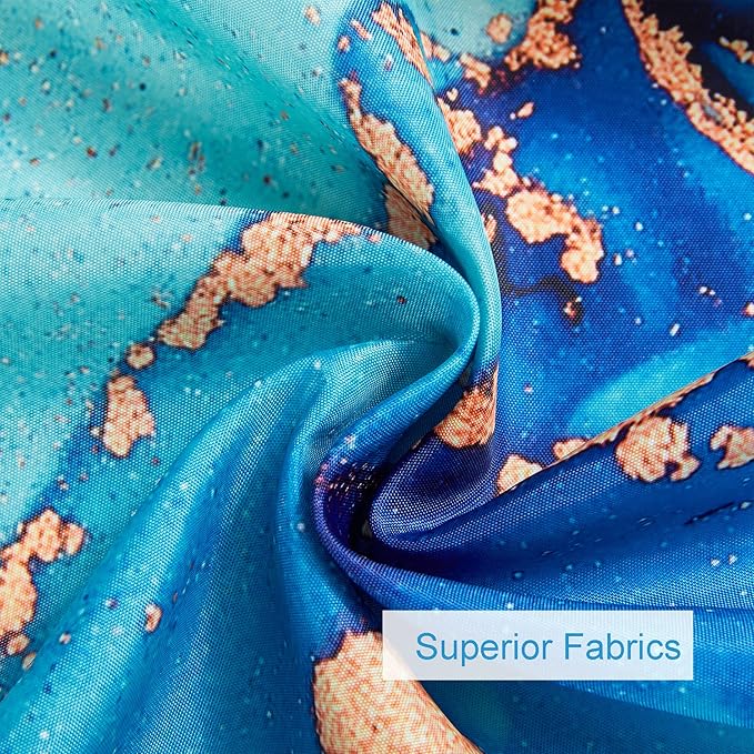 Marble Shower Curtain, Green Marble Shower Curtain Set with 12 Hooks, Colourful Abstract Gold Teal Marble Shower Curtains for Bathroom, Waterproof Fabric, 72" W X 72" L