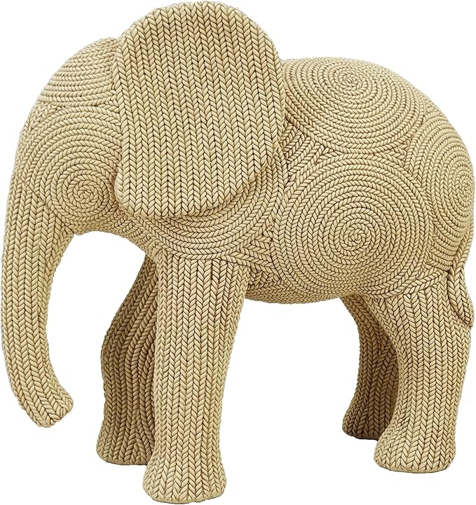 9-inch Beige Resin Elephant Statue - Small Home Decor Sculpture for Shelf, Dresser & Table Centerpiece, Classic Elephant Figurine for Living Room & Bedroom
