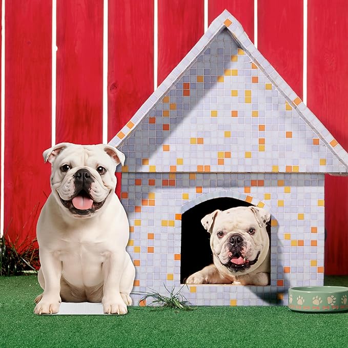 Bulldog - White Life Size Standee - 3FT Freestanding Coroplast Cutouts | Pets Animal Standup Photo Booths, Birthday & Halloween Decorations