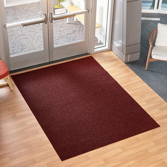Consolidated Plastics Aquasorb Classic Indoor/Outdoor Entrance Floor Mat with Non-Slip Rubber Backing, Fabric Border, Stain Resistant and Quick Drying Commercial Grade (45" x 96", Red Black)