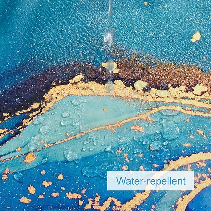 Marble Shower Curtain, Green Marble Shower Curtain Set with 12 Hooks, Colourful Abstract Gold Teal Marble Shower Curtains for Bathroom, Waterproof Fabric, 72" W X 72" L