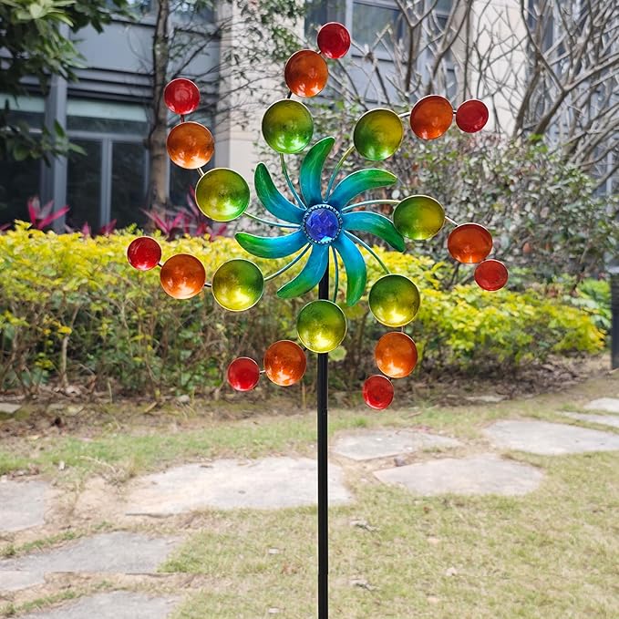 39" Metal Wind Spinners, Wind Sculptures Garden Stake,Outdoor Windmill for Yard and Garden Lawn Patio Decor