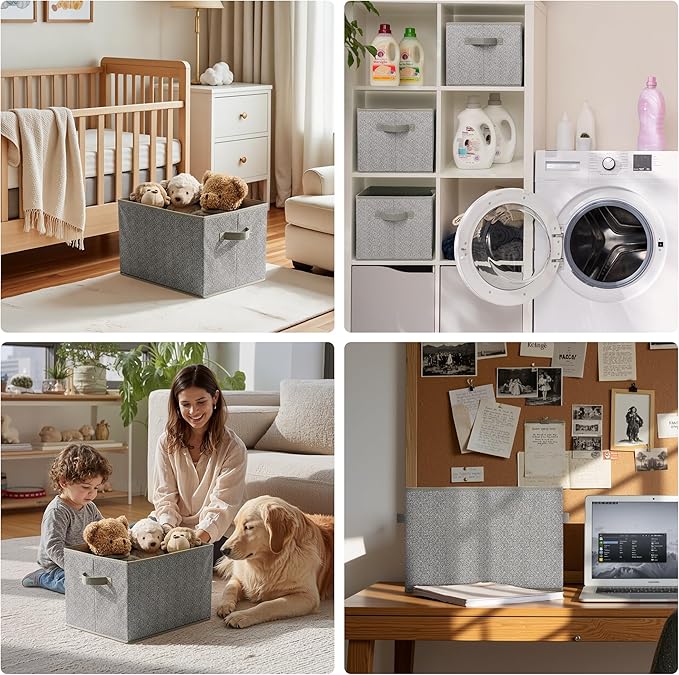 GRANNY SAYS Closet Storage Bins, Storage Baskets for Organizing, Fabric Storage Bins with Handles, Clothing Storage Containers for Organization Wardrobe, Gray, Extra Large, 3-Pack