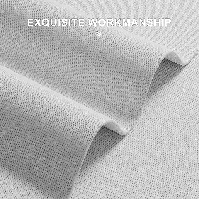 100% Blackout Curtains for Bedroom, Thermal Insulated Curtains 63 Inch Length Curtain 2 Panels, Luxury Soft Farmhouse Linen Textured Full Light Blocking Room Darkening Drapes, W52xL63, White