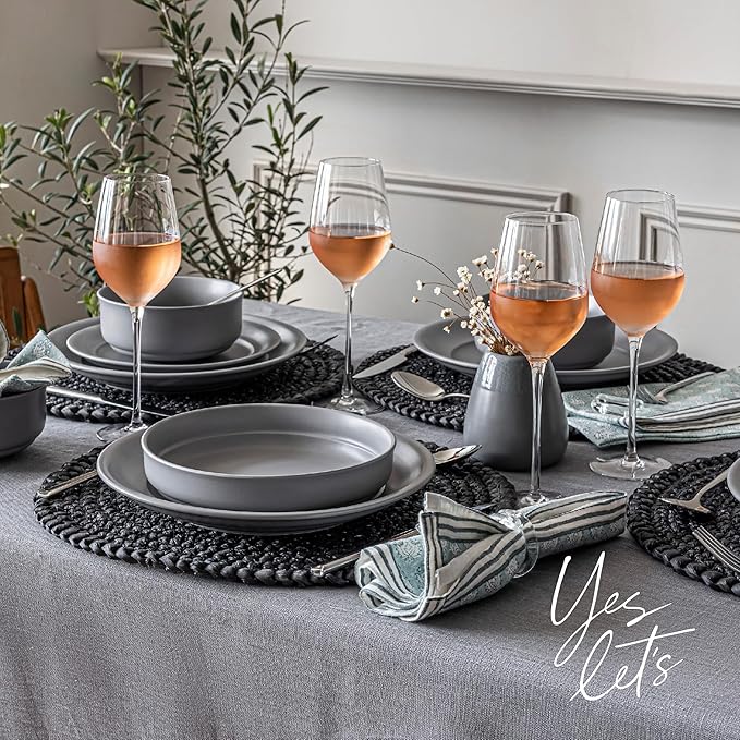 over&back 13oz Traditional Glassware - Set of 4 Classic Stem Drinking Glasses for Parties, Get-togethers, and More - Mouth-Blown - Wine Cups for Kitchen and Dining Room - Clear